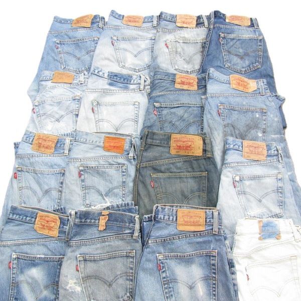 1円 15本 Levi's 501 デニム パンツ ダメージ ジーンズ ジーパン リーバイス まとめ売り アメリカ 買付 卸 古着 ビンテージ ST0617拍卖