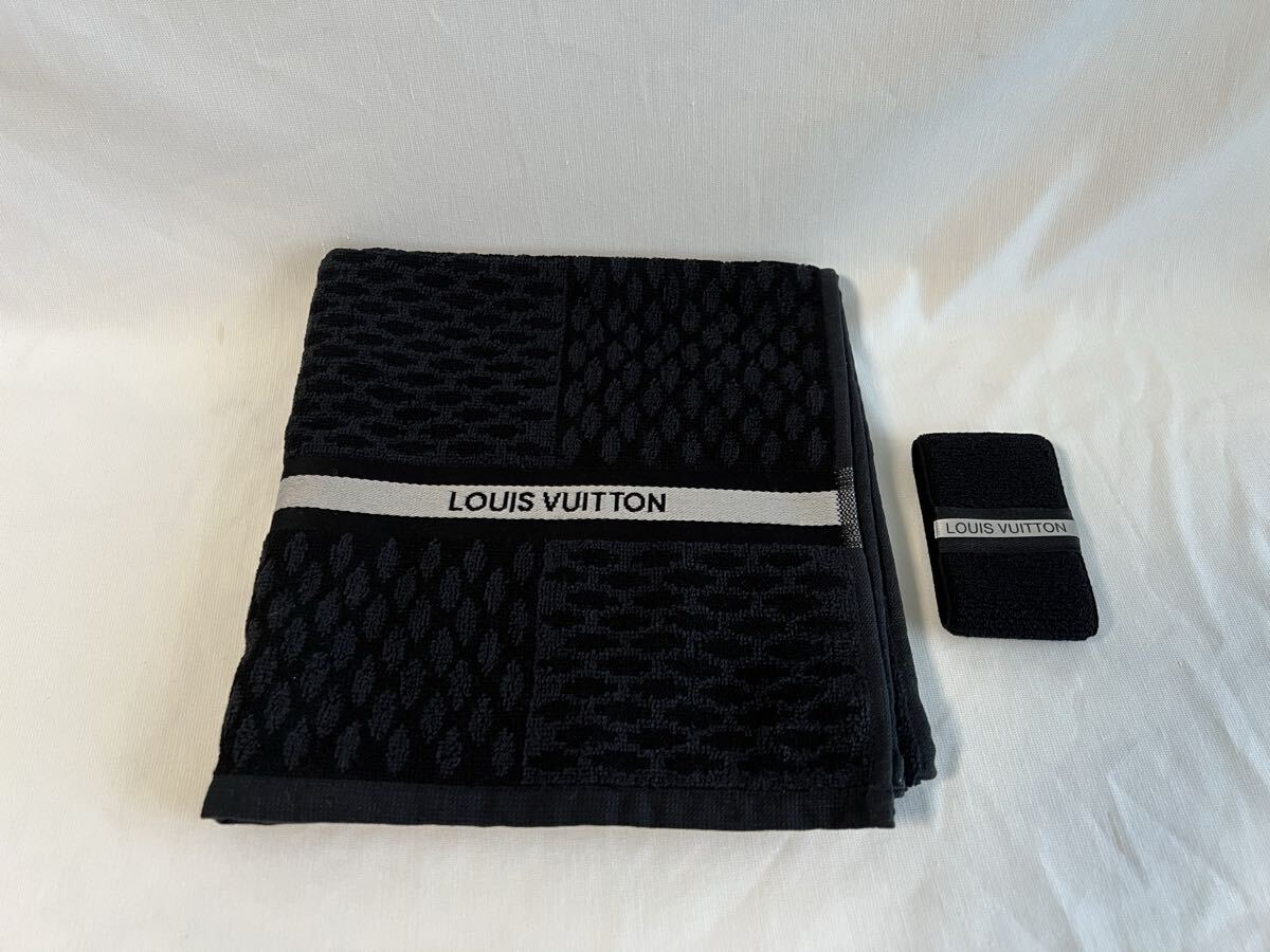 LOUIS VUITTON ルイヴィトン タオル99 x 48 cm リストバンド ブラック 2点セット拍卖