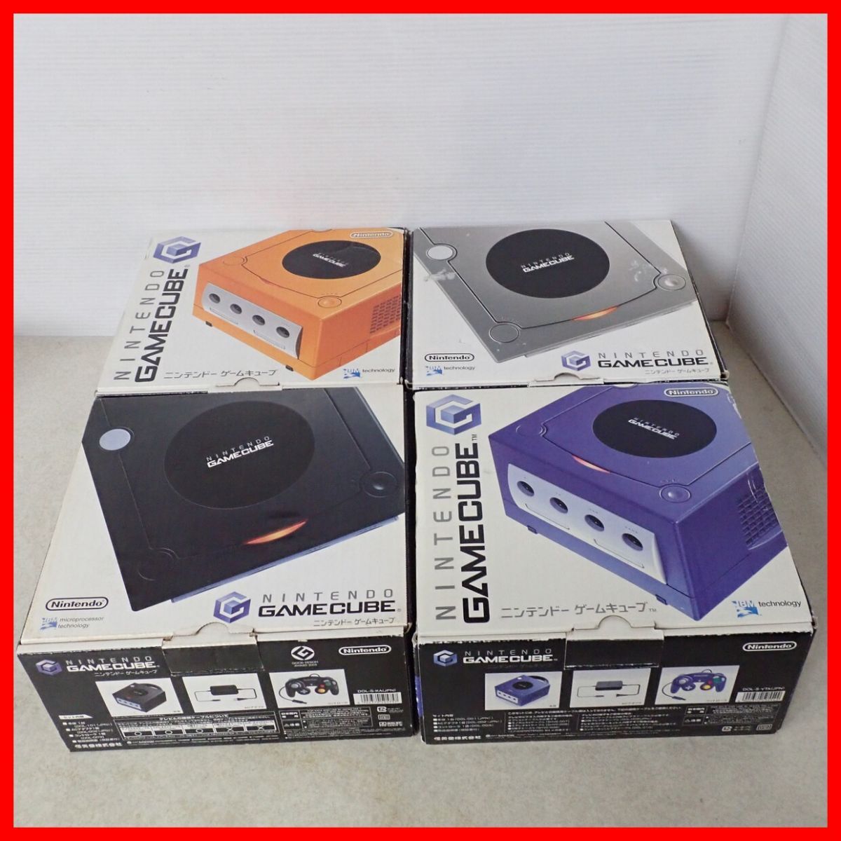 動作品 GC ゲームキューブ 本体 オレンジ/ブラック/バイオレット/シルバー まとめて4台セット 任天堂 Nintendo 箱付 【40拍卖