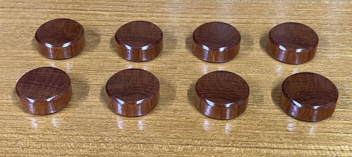 小型 丸型木製インシュレーター 手違紫檀製 寸法30mm×11mm 8個set 魅惑の色艶 ナノクリアス仕上拍卖