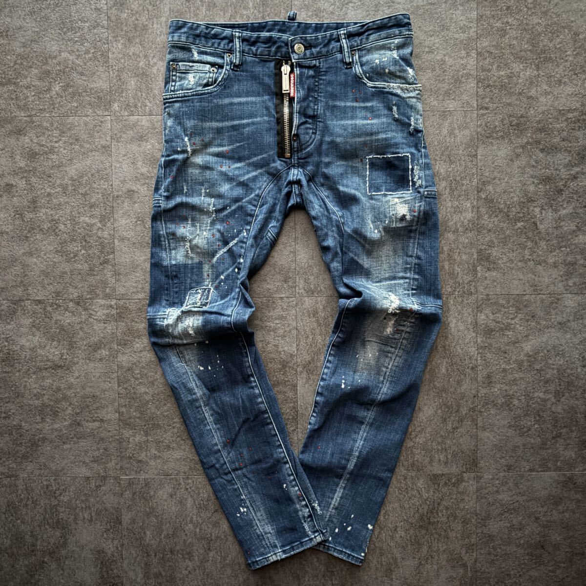 ディースクエアード DSQUARED2 デニム ジーンズ タディバイカー TidyBiker イタリア製 ストレッチ ビッグジップ ダメージ ストリート 46拍卖
