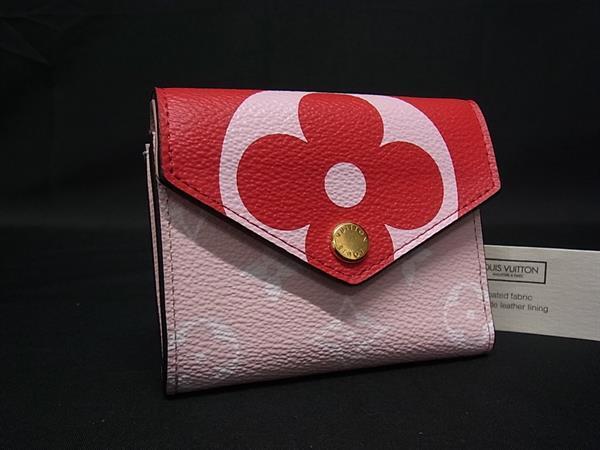 1円 ■新品同様■ LOUIS VUITTON ルイヴィトン M67641モノグラムジャイアント 三つ折り 財布 ウォレット レディース ピンク系 HB1418拍卖