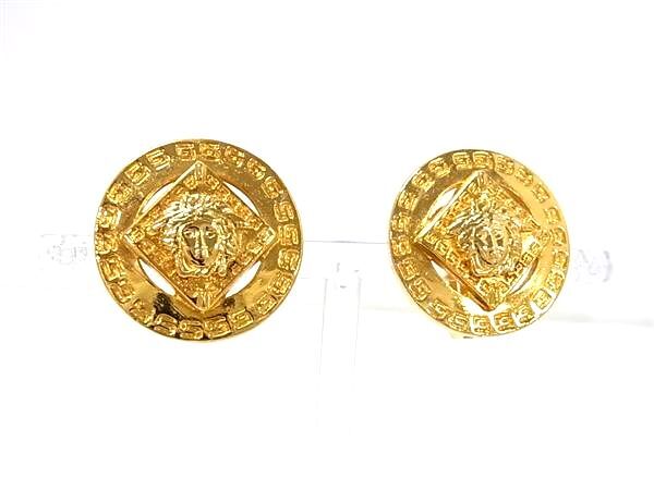 1円 ■美品■ GIANNI VERSACE ジャンニ ヴェルサーチ メデューサ クリップ式 イヤリング アクセサリー レディース ゴールド系 HA8164拍卖