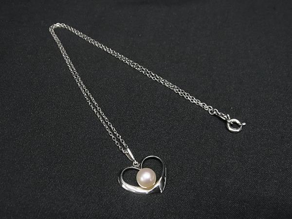 1円 ■美品■ MIKIMOTO ミキモト 本真珠 アコヤ真珠 パール 約5mm SV925 ハート ネックレス ペンダント アクセサリー シルバー系 GE0217拍卖