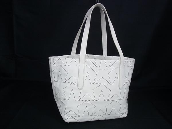 1円 ■美品■ JIMMY CHOO ジミーチュウ ソフィア レザー スター 星 ハンドバッグ トートバッグ レディース ホワイト系 HA1215拍卖