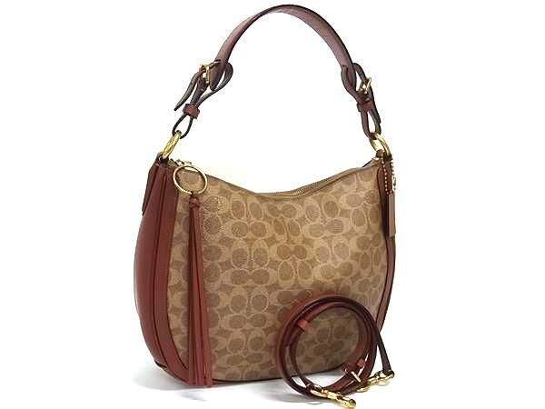 1円 ■美品■ COACH コーチ 38580 シグネチャー PVC×レザー 2WAY クロスボディ ハンドバッグ ショルダー 斜め掛け ブラウン系 HA8452拍卖