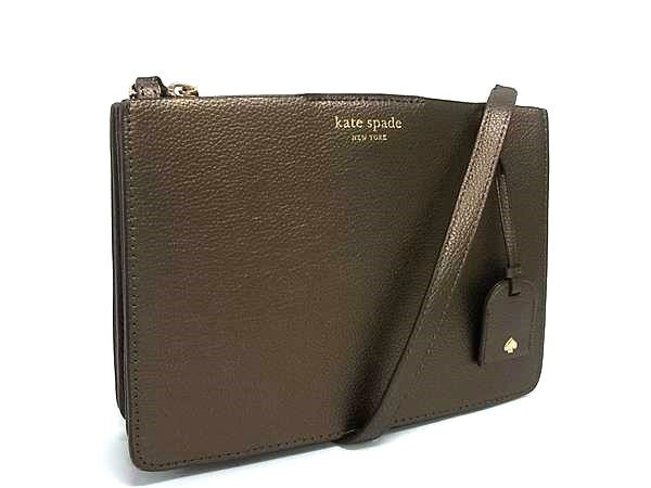 1円 ■美品■ kate spade ケイトスペード WKRU6010 レザー クロスボディ ショルダーバッグ 斜め掛け レディース ブロンズ系 HA8455拍卖