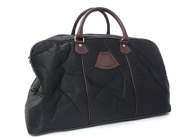 1円 dunhill ダンヒル スポーツ ナイロン×レザー ハンドバッグ ボストンバッグ メンズ ブラック系×ブラウン系 BQ5060拍卖