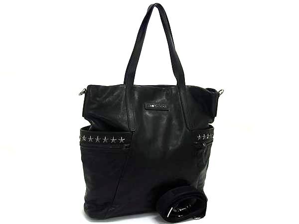 1円■極美品■ JIMMY CHOO ジミーチュウ スタースタッズ バルフォア レザー 2WAY クロスボディ ハンドバッグ ショルダー ブラック系 HA9100拍卖