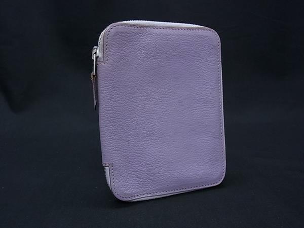 1円 HERMES エルメス アジェンダジップ シェーブル レザー シルバー金具 手帳カバー 手帳ケース □E刻印 パープル系 FX7723拍卖
