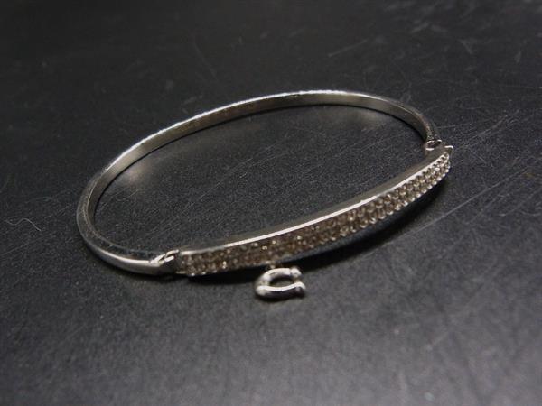 ■美品■ COACH コーチ ラインストーン ブレスレット バングル アクセサリー レディース シルバー系×クリア DM6552拍卖