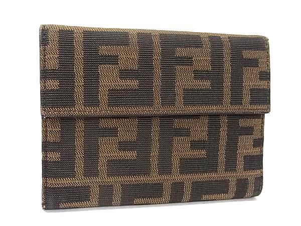 1円 FENDI フェンディ ズッカ柄 キャンバス 三つ折り 財布 ウォレット 小銭入れ 札入れ カード入れ レディース ブラウン系 HA9508拍卖