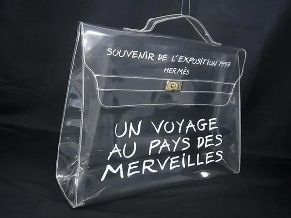 1円 HERMES エルメス ビニールケリー ビニール ゴールド金具 ターンロック式 ワンハンドル ハンドバッグ レディース クリア GB4734拍卖