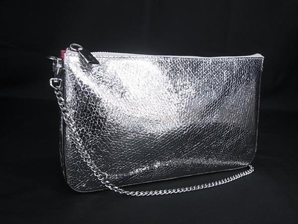1円 ■美品■ Christian Louboutin クリスチャンルブタン レザー チェーン ハンドバッグ レディース シルバー系 HA9148拍卖