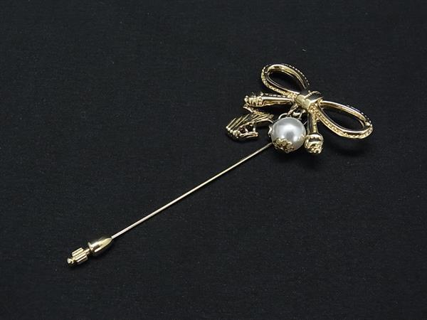 1円 ■美品■ Salvatore Ferragamo フェラガモ ピンバッジ ピンブローチ アクセサリー レディース ゴールド系 HB1681拍卖