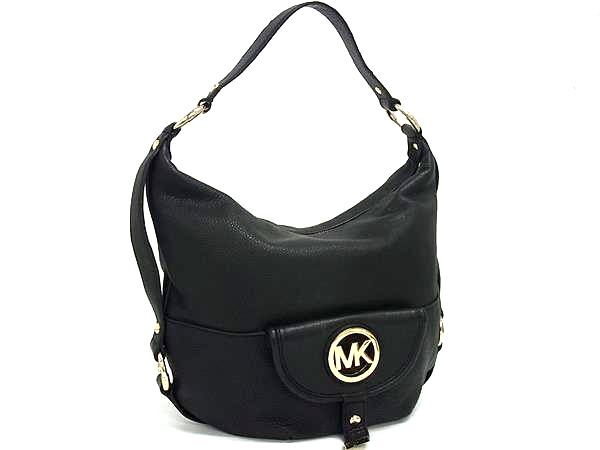 1円 MICHAEL KORS マイケルコース レザー ワンショルダーバッグ 肩掛けかばん レディース ブラック系 FQ8284拍卖