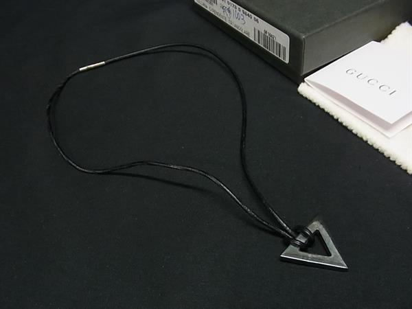 1円 GUCCI グッチ SV925 ネックレス ペンダント チョーカー アクセサリー メンズ レディース シルバー系×ブラック系 BS5934拍卖