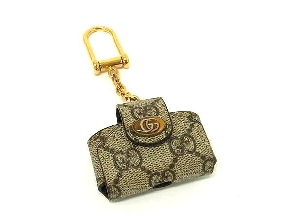 1円 ■美品■ GUCCI グッチ 631683・479292 GGスプリーム GGマーモント PVC AirPodsケース エアポッズケース ブラウン系 FX8476拍卖