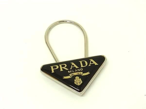 1円 PRADA プラダ M285 キーホルダー キーリング キーチャーム バッグチャーム ブラック系×シルバー系×ゴールド系 FX8495拍卖