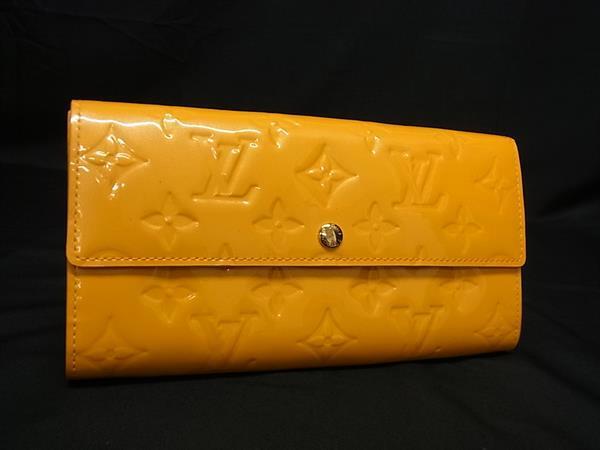 1円■美品■ LOUIS VUITTON ルイヴィトン M91740 モノグラムヴェルニ ポルトフォイユ サラ 二つ折り 長財布 ウォレット オレンジ系 FW5778拍卖