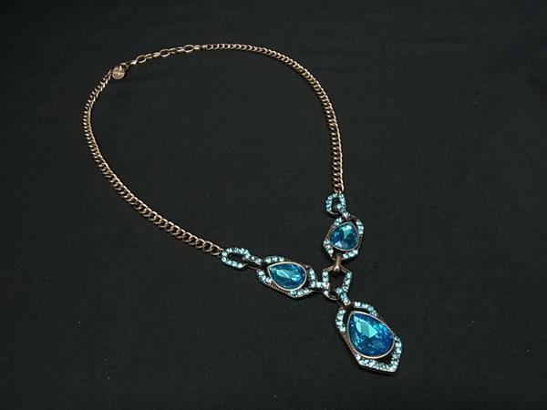 1円 GIVENCHY ジバンシィ カラーストーン ネックレス ペンダント アクセサリー レディース ゴールド系×ブルー系 BR3593拍卖