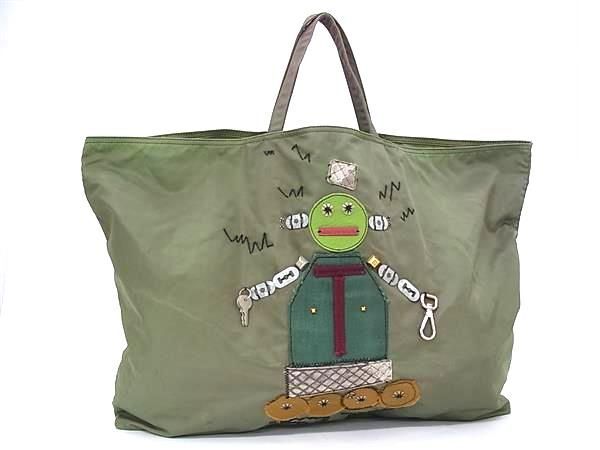 1円 PRADA プラダ テスートナイロン ロボット ハンドバッグ トートバッグ レディース メンズ カーキ系 GD0919拍卖