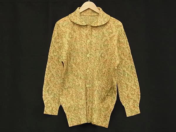 1円 ■美品■ PLEATS PLEASE プリーツプリーズ ポリエステル ジャケット アウター 表記サイズ 5 洋服 アイボリー系×マルチカラー FW5666拍卖