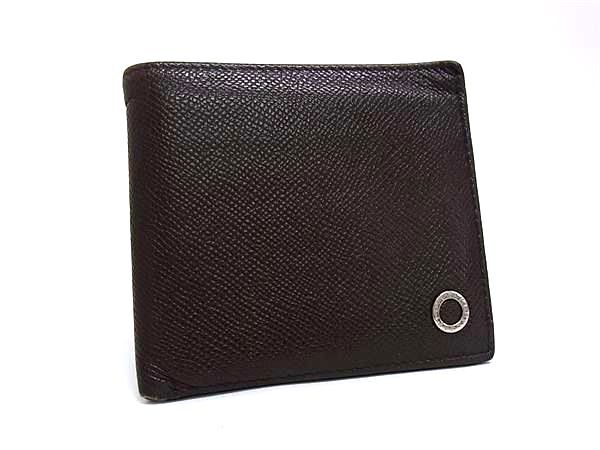 1円 BVLGARI ブルガリブルガリ マン レザー 二つ折り 財布 ウォレット 小銭入れ 札入れ カード入れ メンズ ブラウン系 HA9550拍卖
