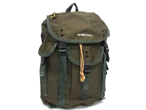 1円 ■美品■ AVIREX アヴィレックス キャンバス リュックサック バックパック デイパック メンズ カーキ系 GB4774拍卖