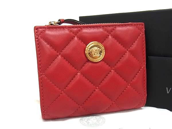 1円 ■新品■未使用■ VERSACE ヴェルサーチ メデューサ レザー 二つ折り 財布 ウォレット レッド系 EA3907拍卖