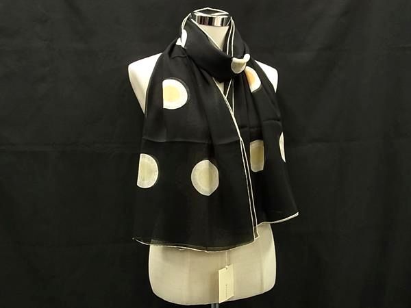 1円 ■極美品■ BVLGARI ブルガリ シルク100% 総柄 大判 ストール ショール レディース ブラック系×マルチカラー FX7920拍卖