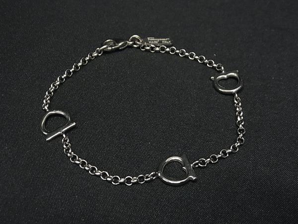 1円 ■美品■ Salvatore Ferragamo フェラガモ ガンチーニ ハート ブレスレット アクセサリー レディース シルバー系 BU1009拍卖