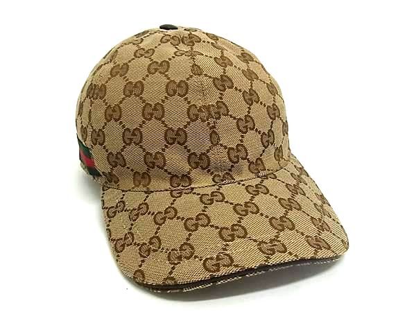 1円 ■極美品■ GUCCI グッチ 200035 KQWBG シェリーライン GG柄 ポリエステル ベースボールキャップ 帽子 サイズ M ベージュ系 FX8932拍卖