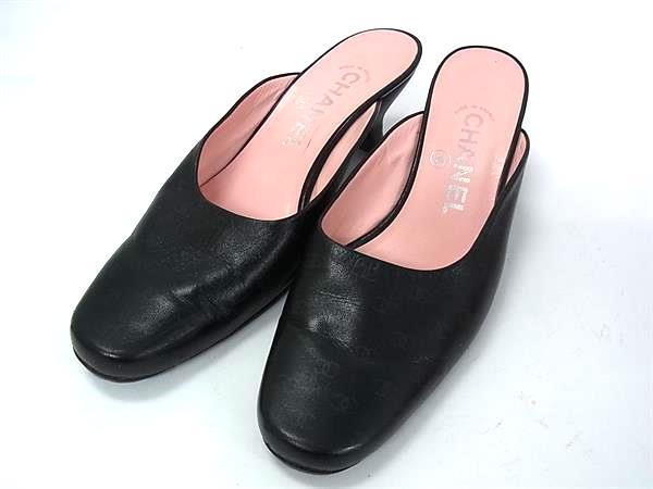 1円 CHANEL シャネル ココマーク レザー ヒール サンダル 表記サイズ 36 (約23cm) 靴 シューズ レディース ブラック系 FX8981拍卖