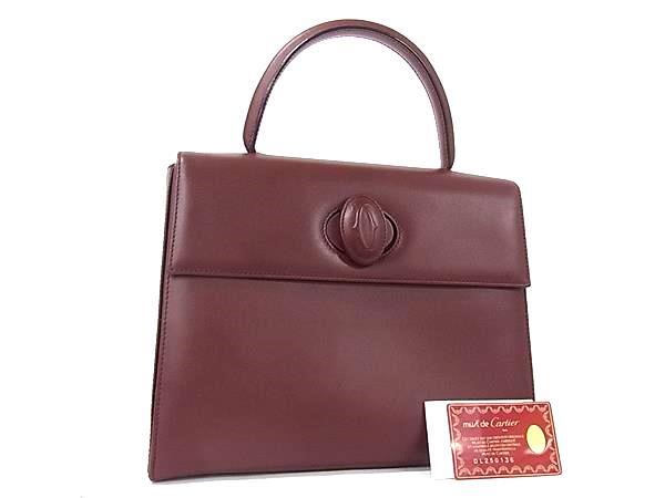 1円 ■美品■ Cartier カルティエ マストライン レザー ワンハンドル ハンドバッグ レディース ボルドー系 HB1297拍卖