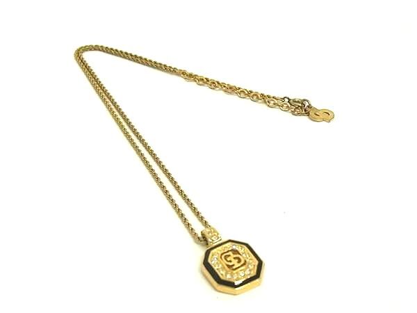 1円■美品■ ChristianDior クリスチャンディオール ヴィンテージ ラインストーン ネックレス ペンダント アクセサリー ゴールド系 BU0719拍卖