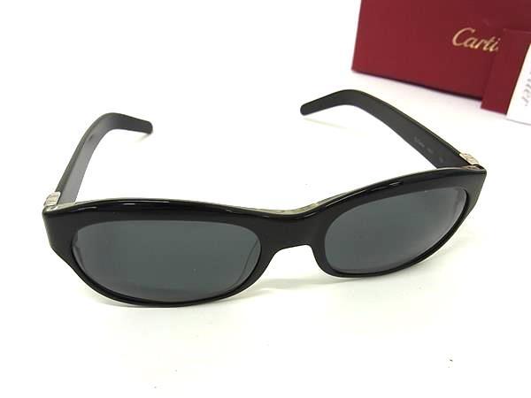 1円 ■美品■ Cartier カルティエ 54□18 サングラス メガネ 眼鏡 レディース メンズ ブラック系×クリアブラック系 FX8748拍卖
