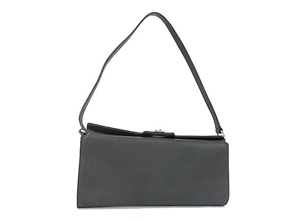 1円 ■新品同様■ Salvatore Ferragamo フェラガモ ガンチーニ レザー ハンドバッグ ショルダーバッグ 肩掛け レディース グレー系 FQ8370拍卖
