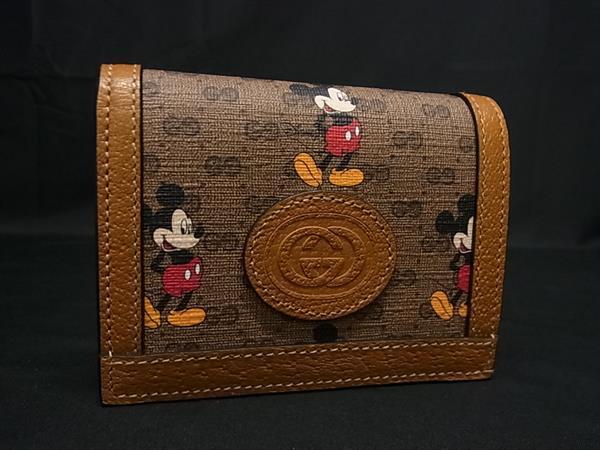 1円 ■新品■未使用■ GUCCI グッチ 602534・0959 マイクロGG ディズニーコラボ ミッキーマウス PVC 二つ折り 財布 ブラウン系 FX8955拍卖