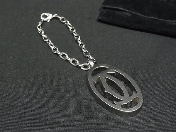 1円 ■美品■ Cartier カルティエ 2Cロゴ マストライン キーホルダー チャーム アクセサリー メンズ レディース シルバー系 GD0621拍卖