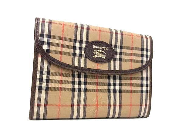 1円 Burberrys バーバリーズ ノバチェック キャンバス ポーチ マルチケース 小物入れ メンズ レディース ブラウン系 HA9891拍卖