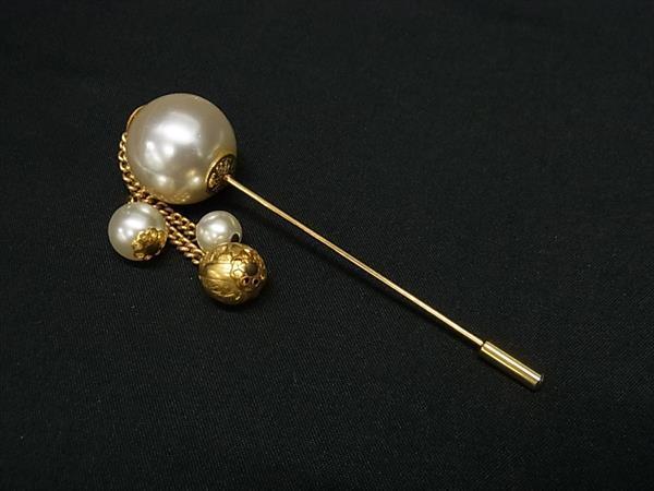 1円 ■美品■ Salvatore Ferragamo フェラガモ パール ピンバッジ ピンブローチ アクセサリー レディース ゴールド系 HA9942拍卖