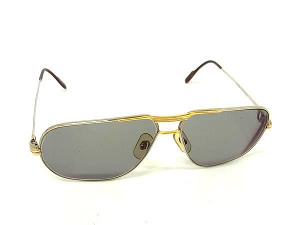 1円 Cartier カルティエ 度入り サングラス メガネ 眼鏡 メンズ レディース シルバー系×ブラウン系 GB4855拍卖