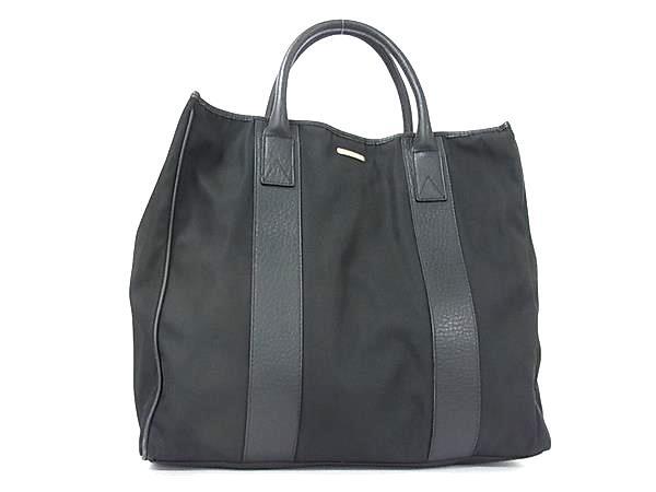1円 ■美品■ Salvatore Ferragamo フェラガモ ナイロン×レザー ハンドバッグ トートバッグ メンズ レディース ブラック系 FQ8618拍卖