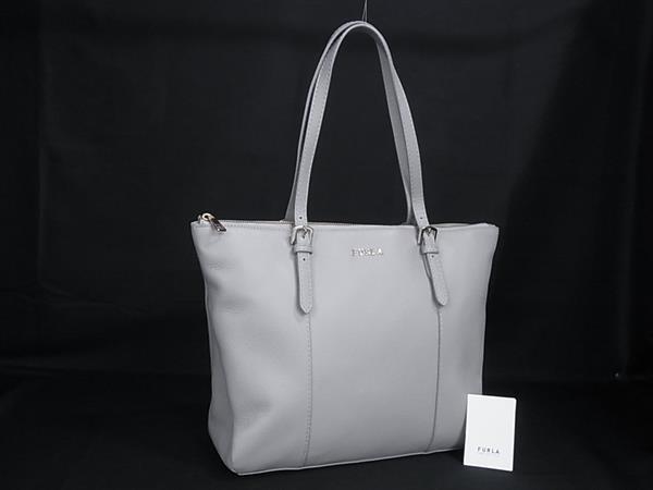 1円 ■美品■ FURLA フルラ フローレンス M レザー トートバッグ ショルダー ハンドバッグ 肩掛けかばん レディース ライトグレー FQ8604拍卖