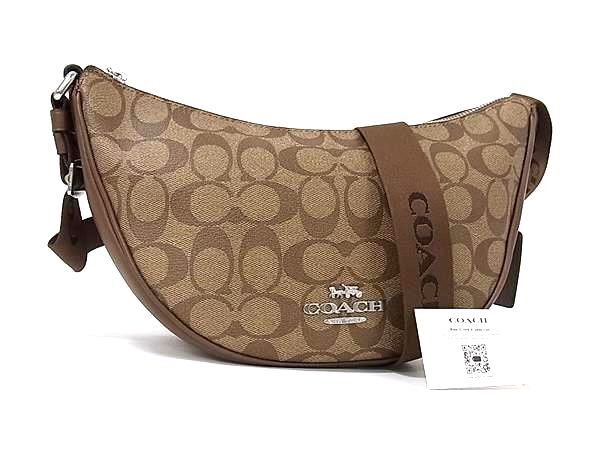 1円 ■極美品■ COACH コーチ CT643 シグネチャー PVC×レザー クロスボディ ショルダーバッグ 斜め掛け 肩掛け ブラウン系 HA9783拍卖