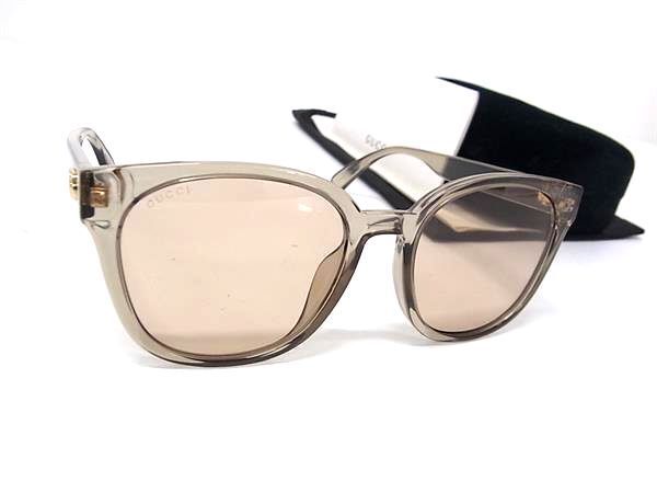 1円 ■美品■ GUCCI グッチ GG0855SK 004 サングラス メガネ 眼鏡 めがね クリアカーキ系×レンズ クリアピンクブラウン系 FQ8917拍卖