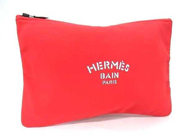 1円 ■美品■ HERMES エルメス ネオバンGM ポリアミド×エラスタン クラッチバッグ マルチポーチ レディース メンズ レッド系 FW5473拍卖