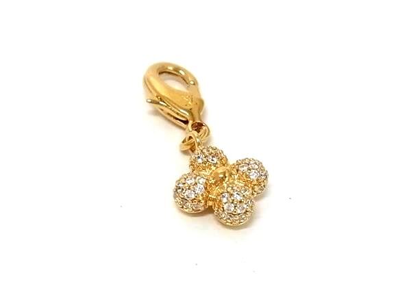 1円 ■新品同様■ LOUIS VUITTON ルイヴィトン M04054 LV チャーム ストラス フラワー キーホルダー ストラップ ゴールド系 FQ8715拍卖