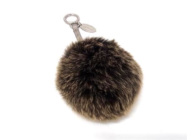 1円 ■美品■ FENDI フェンディ セレリア ファー キーホルダー キーリング バッグチャーム レディース ブラウン系 FQ8436拍卖